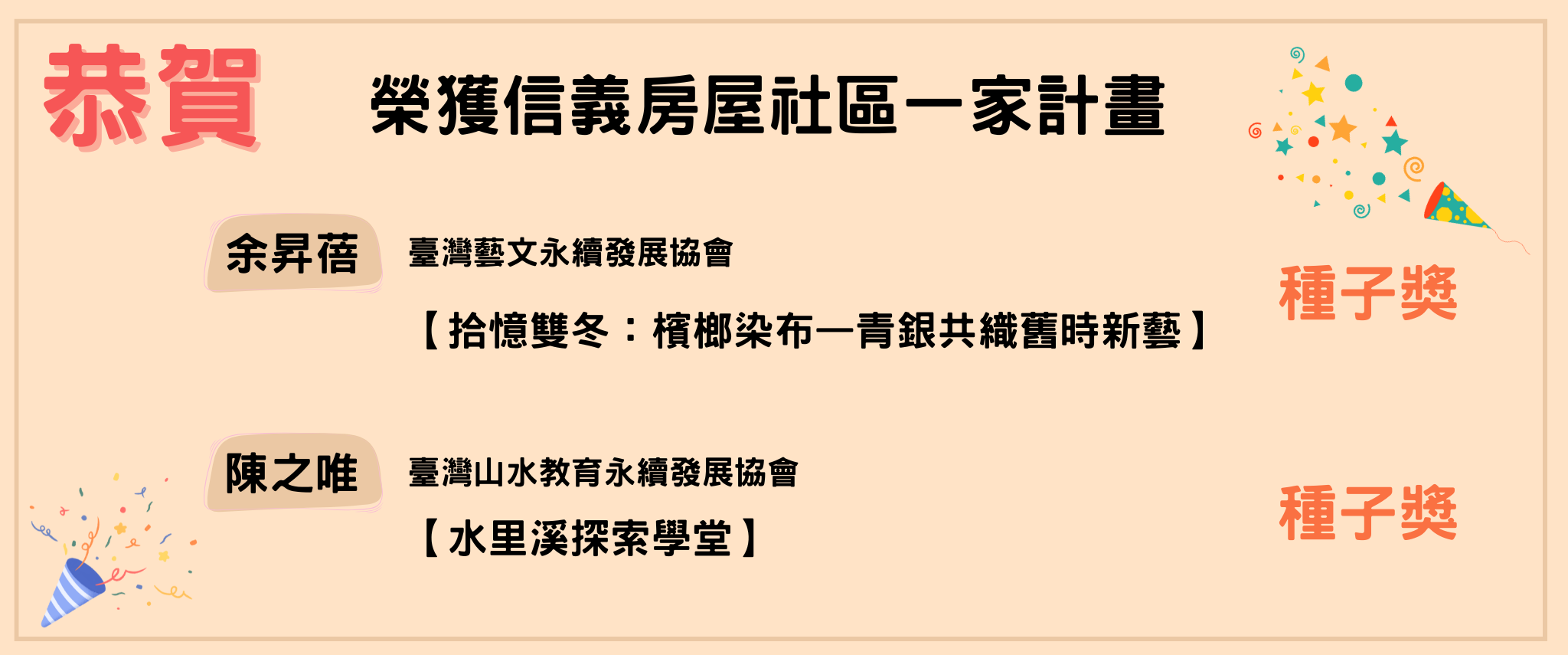 信義房屋-家計畫獲獎名單